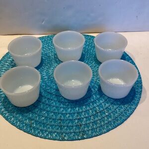 Vintage Set of 6 Milk White Glass Custard Cups or Ramekins